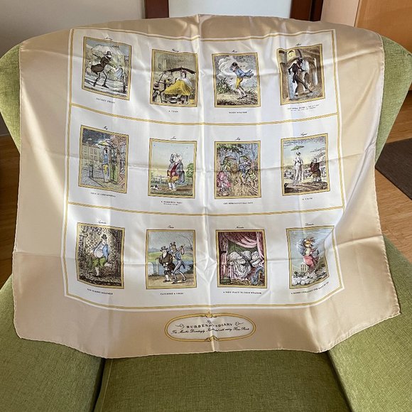 BURBERRY - Vintage Square Silk Scarf from 80s